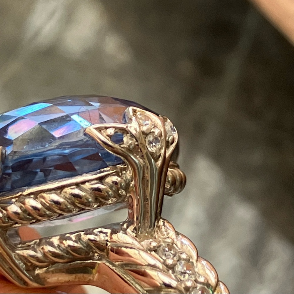 Judith Ripka Sterling Silver Blue Stone Ring 8 - Picture 9 of 10